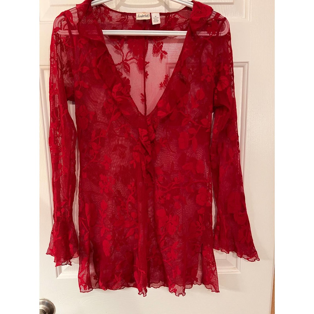 Fredricks of‎ Hollywood Red Floral Sleepwear Size M